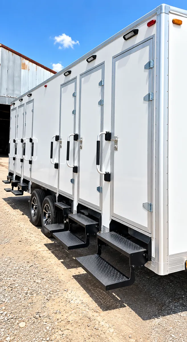 6 stall luxury shower restroom trailer side view