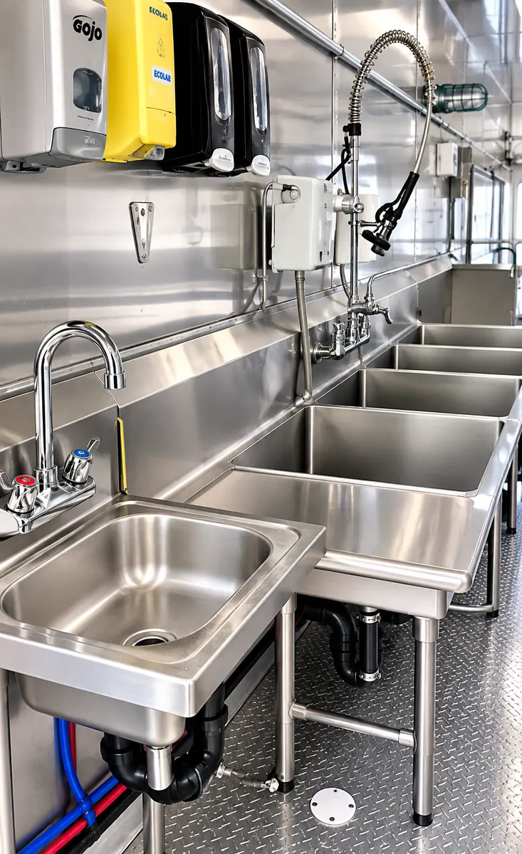 dish trailer sink and pre rinse station