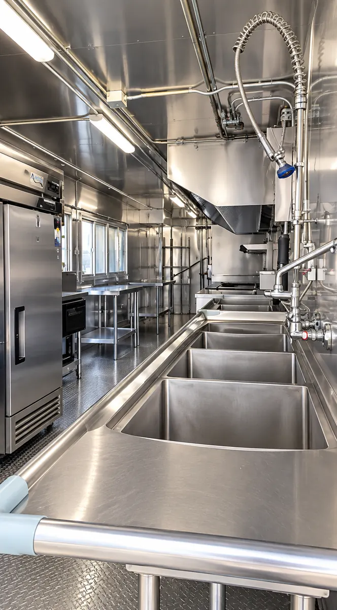 commercial kitchen trailer three compartment wash sink